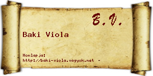 Baki Viola névjegykártya